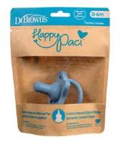 Dr. Brown Happy Paci Silicon Soother 0-6m Blue, ., 1pack